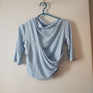 PARIS GEORGIA Chalk Blue Jersey Drapey Top XS/S